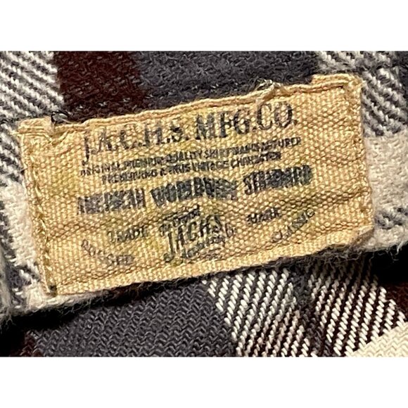 Jach's flannel plaid shirt mens medium long sleeve button striped brown - Picture 6 of 10